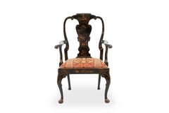 Chippendale Style Armchair in Chinese Black Lacquer, circa 1880