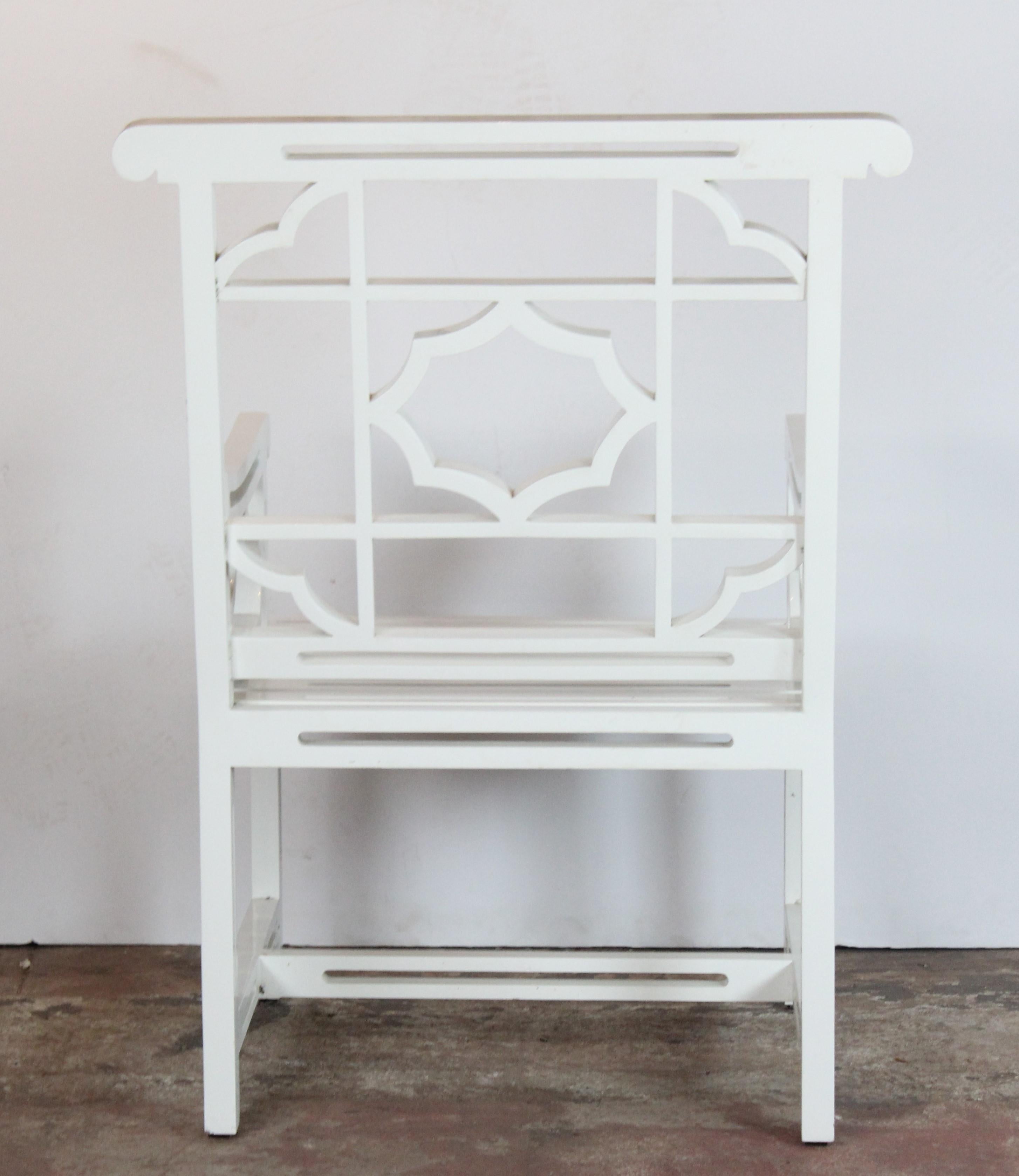 Pair of white Chippendale-style lacquer armchairs. 