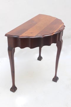 Chippendale Style Ball and Claw Mahogany Demilune Console Table