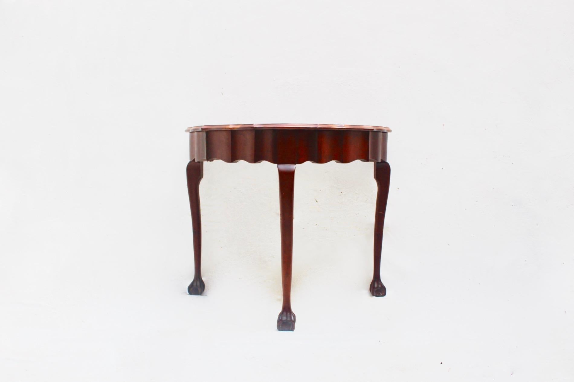 19th Century Chippendale Style Ball and Claw Mahogany Demilune Console Table For Sale