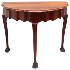 Chippendale Style Ball and Claw Mahogany Demilune Console Table