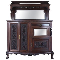 Chippendale Style Ball-Claw Mahogany Display Buffet with Marble, 19th Century
