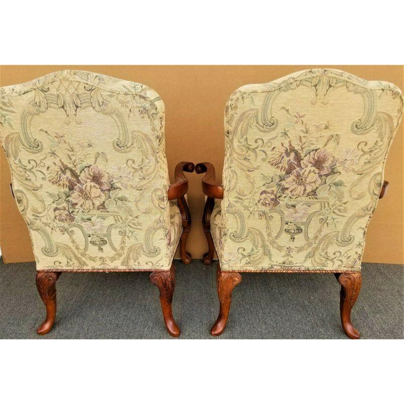 Late 20th Century Chippendale Style Ball & Claw Tapestry Armchairs by Century Furniture - Set of 2 For Sale