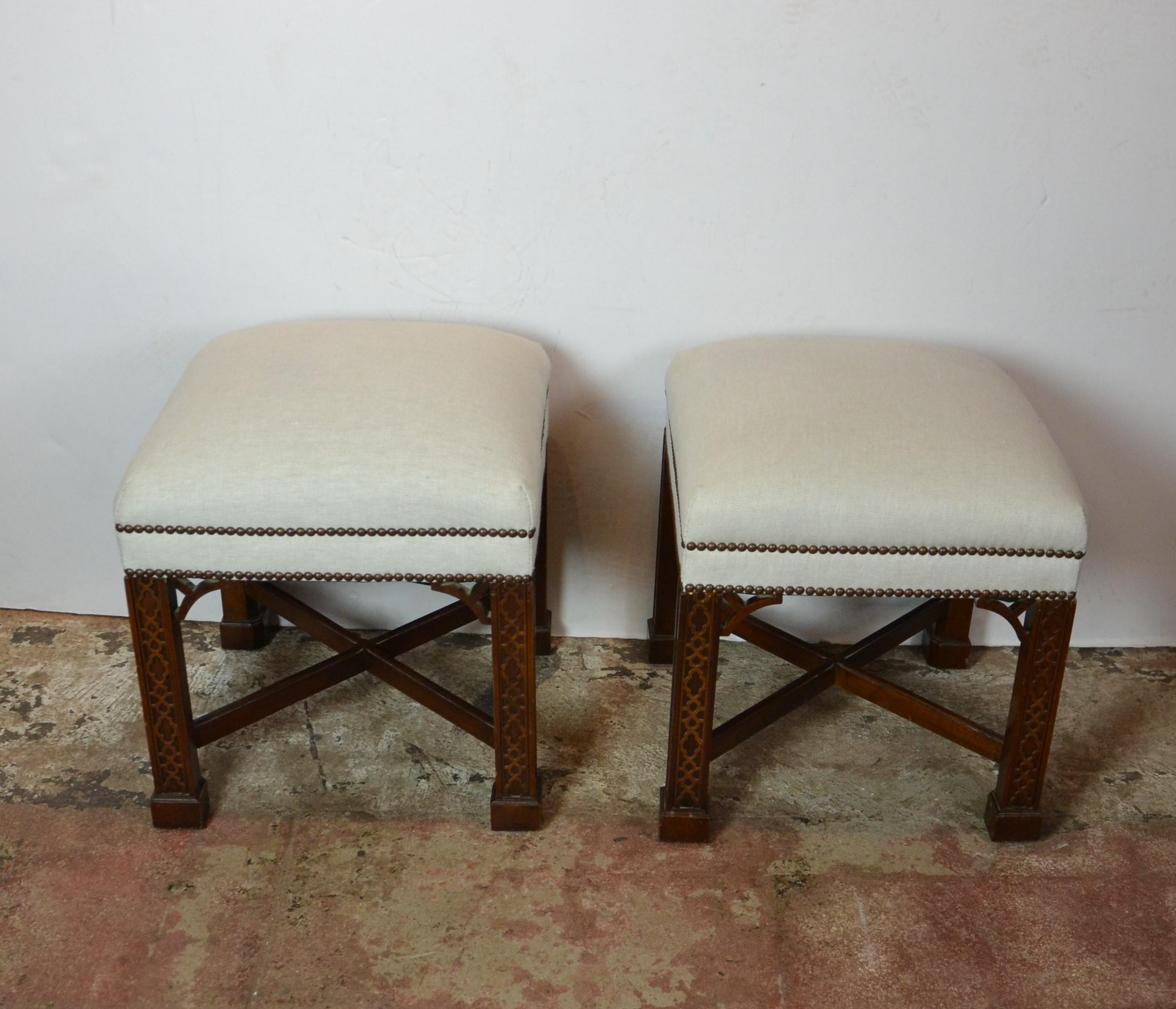 Chippendale Style Bench Set of Two In Good Condition In Pomona, CA