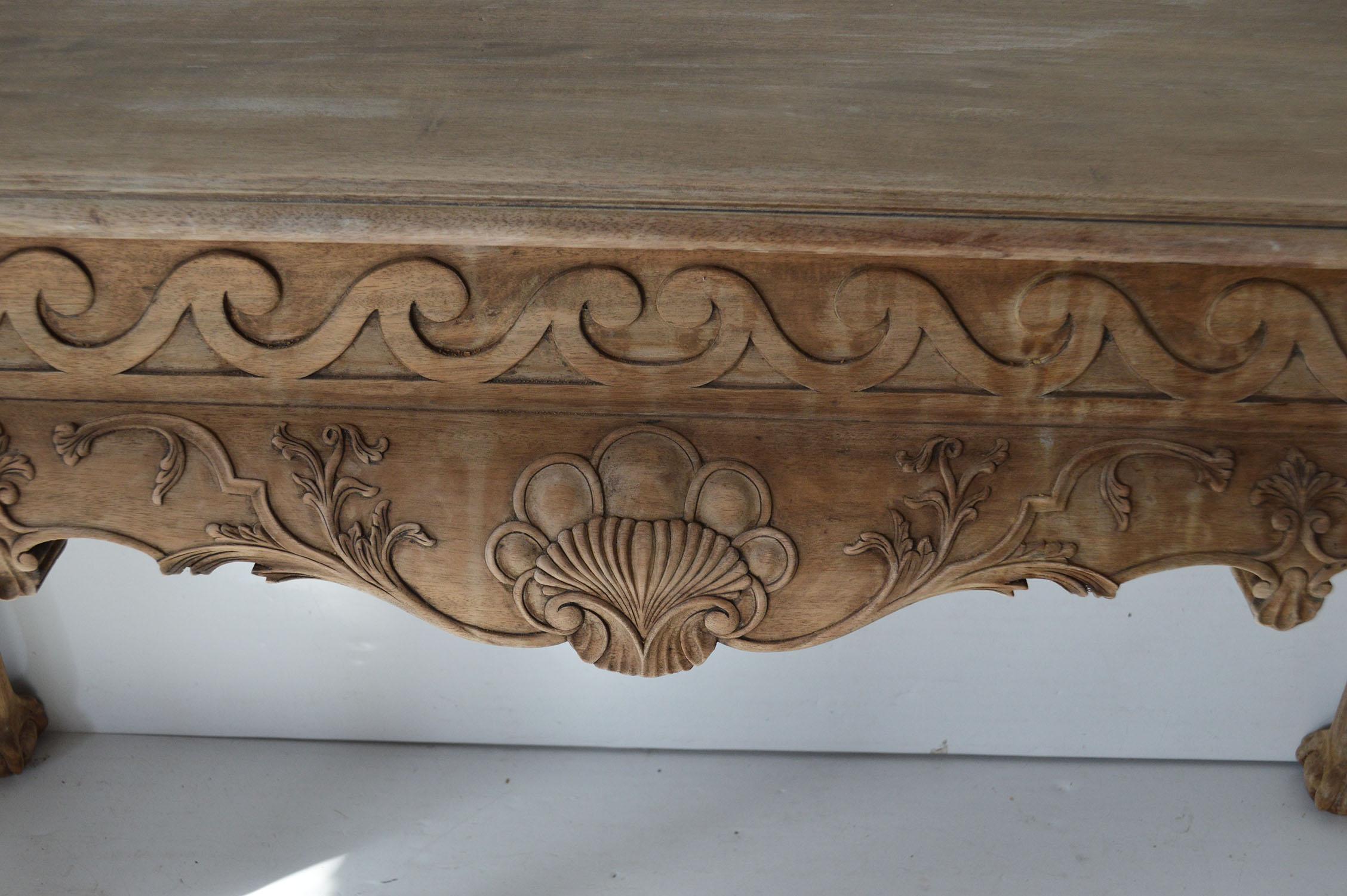 English Chippendale Style Bleached Mahogany Console or Serving Table