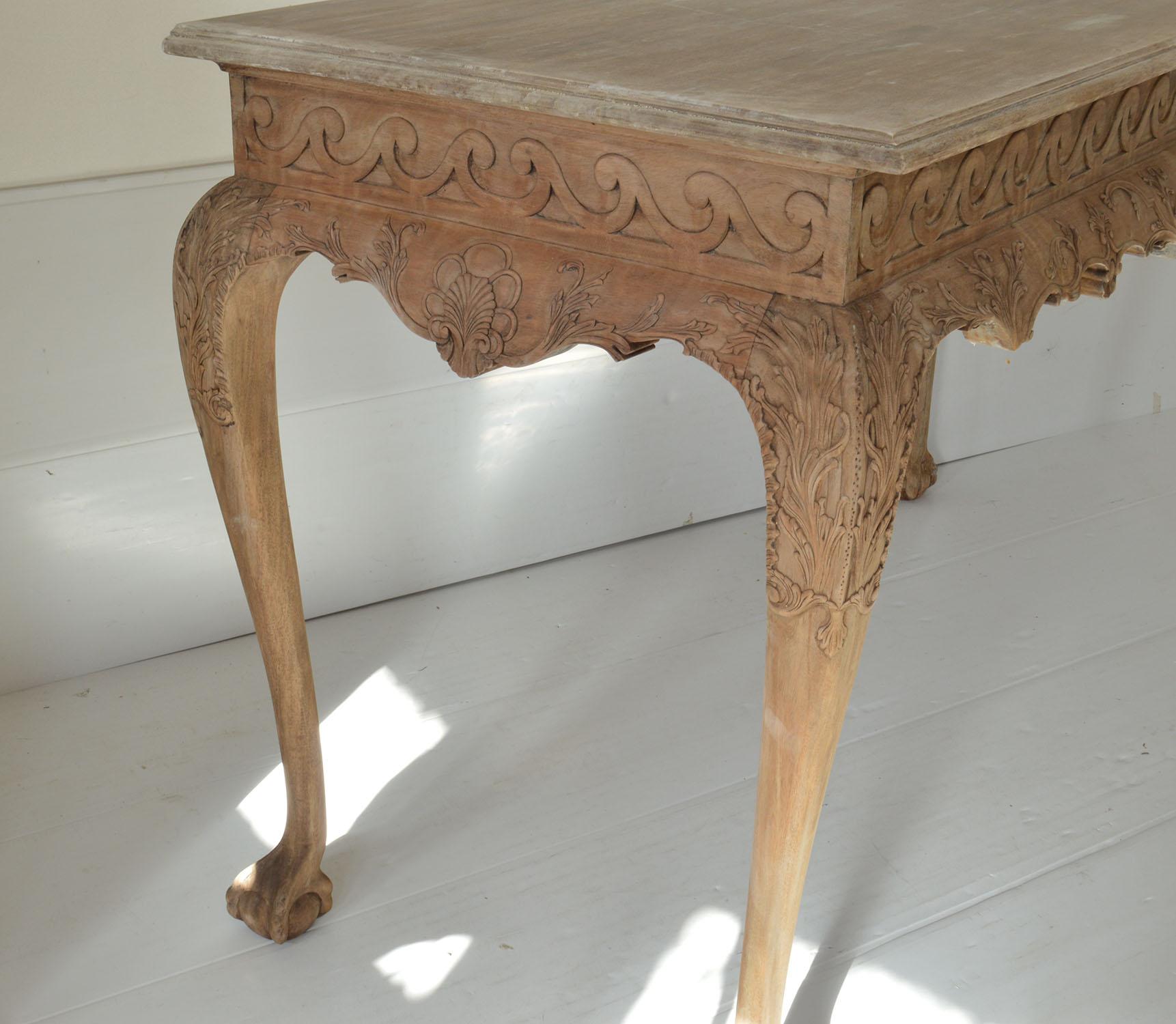 20th Century Chippendale Style Bleached Mahogany Console or Serving Table