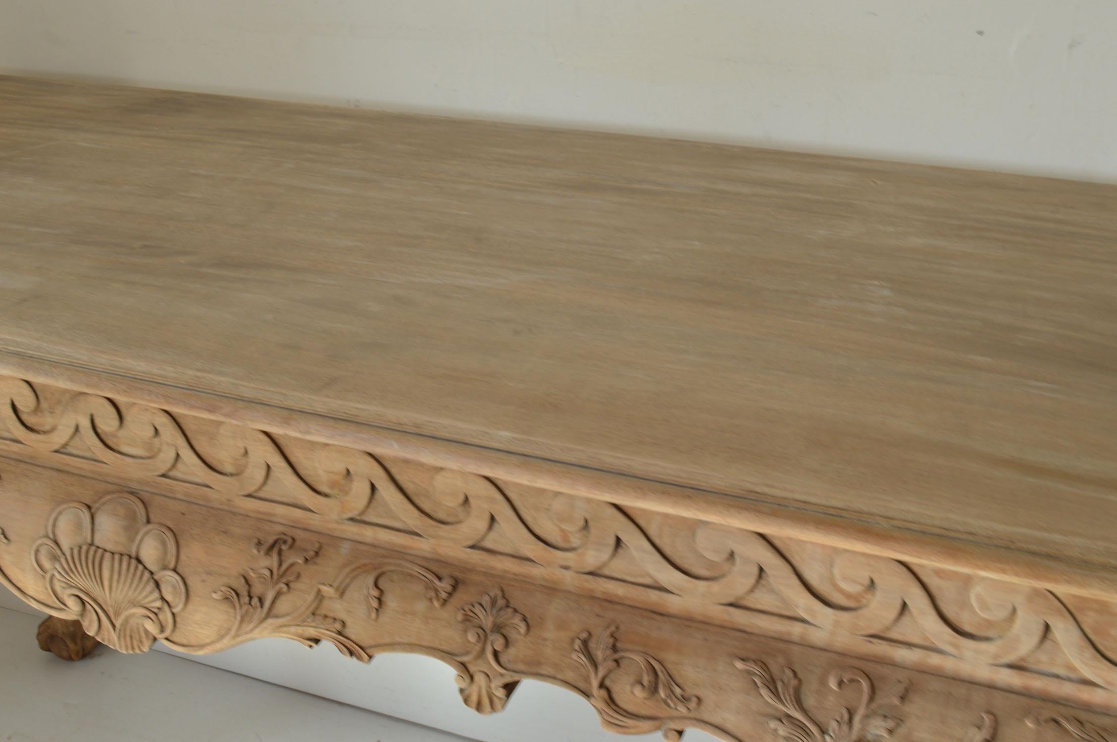 Chippendale Style Bleached Mahogany Console or Serving Table 1