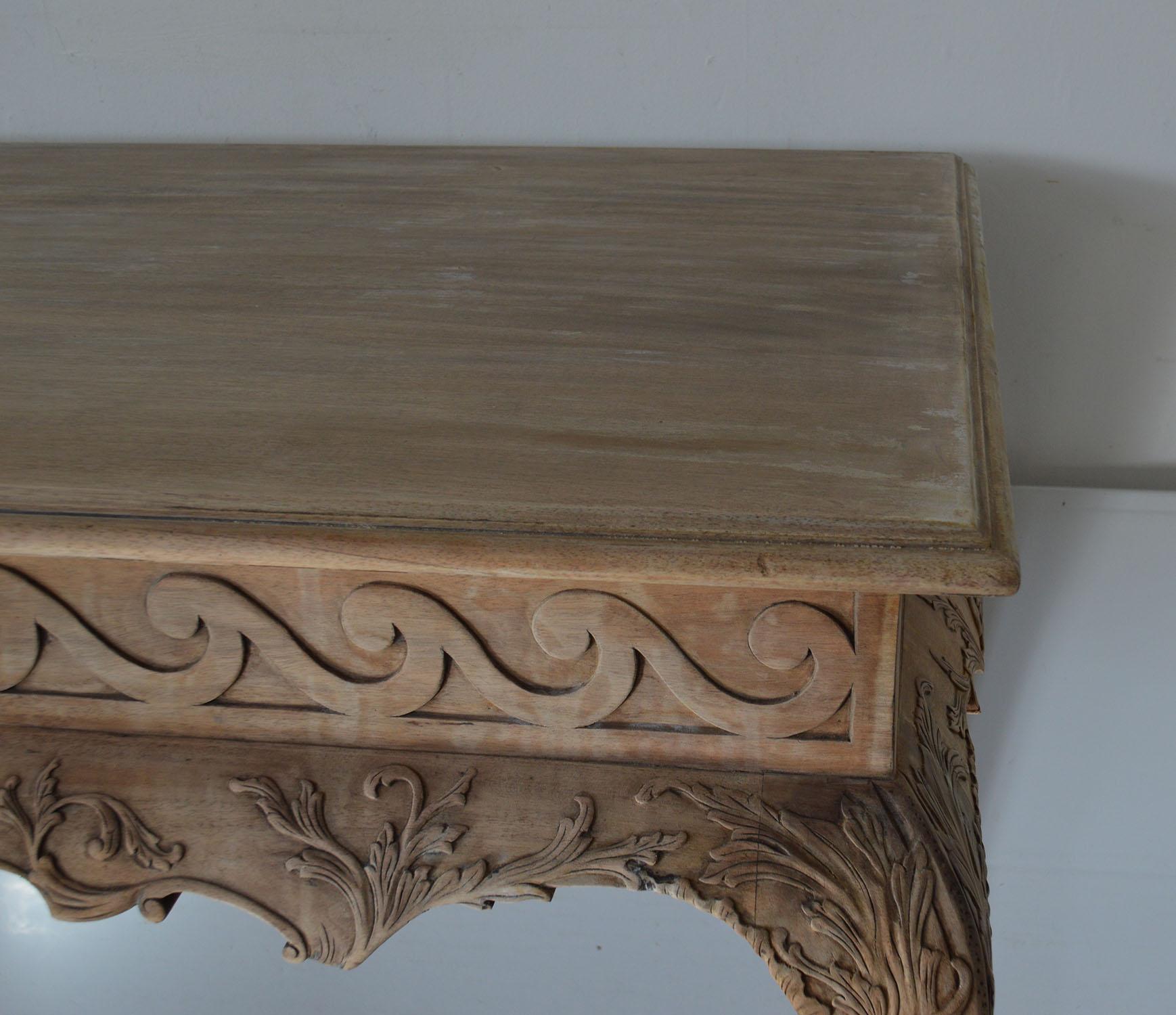 Chippendale Style Bleached Mahogany Console or Serving Table 2