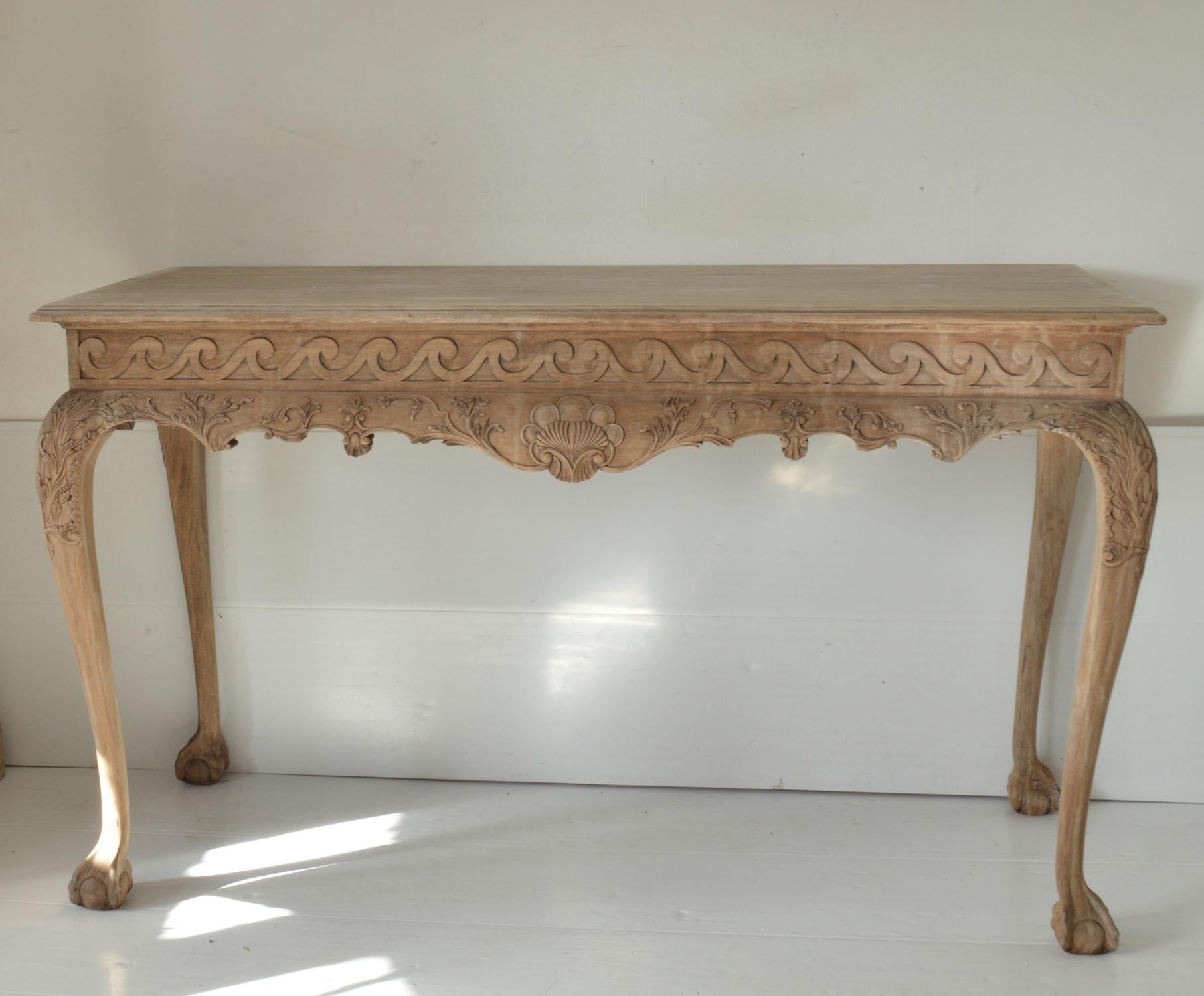 Chippendale Style Bleached Mahogany Console or Serving Table 4