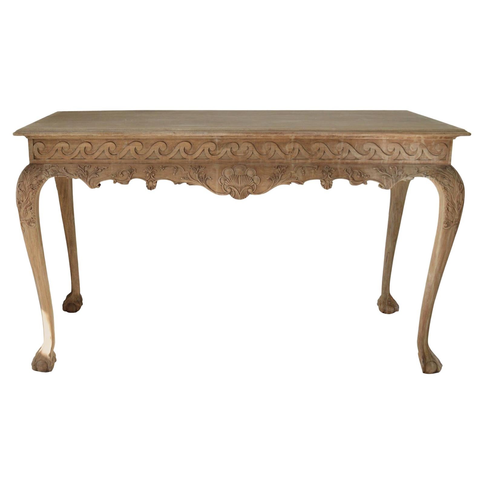 Chippendale Style Bleached Mahogany Console or Serving Table