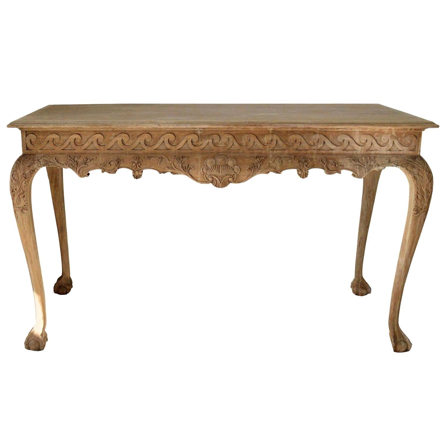 Chippendale Style Bleached Mahogany Console or Serving Table