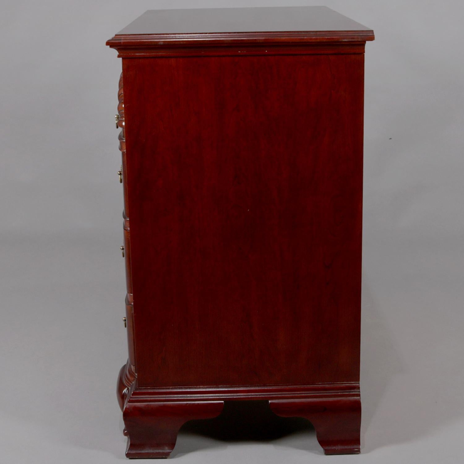 American Chippendale Style Block Front Carved Mahogany Dresser by Lineage, circa 1940