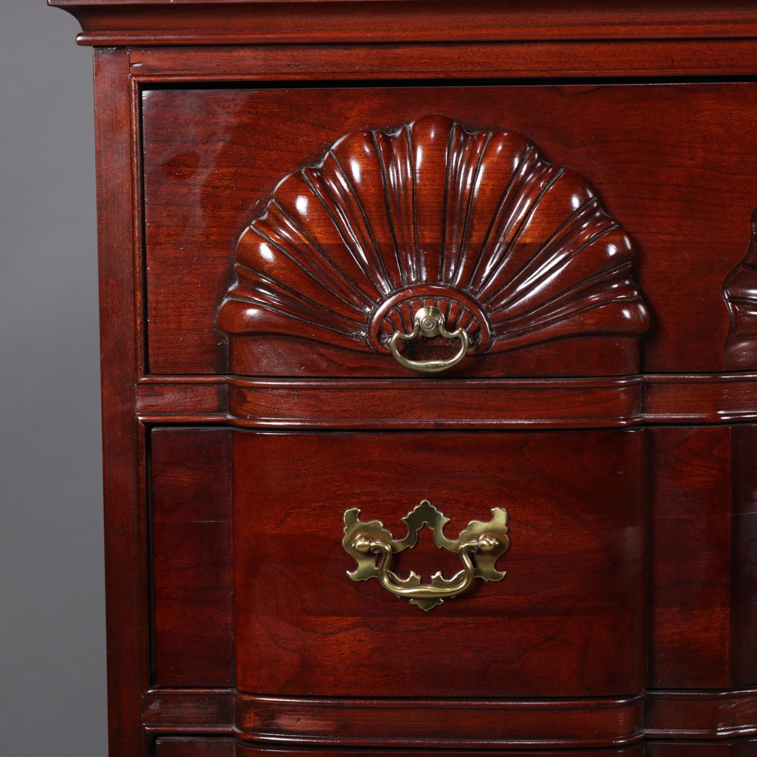 Chippendale Style Block Front Carved Mahogany Dresser by Lineage, circa 1940 1