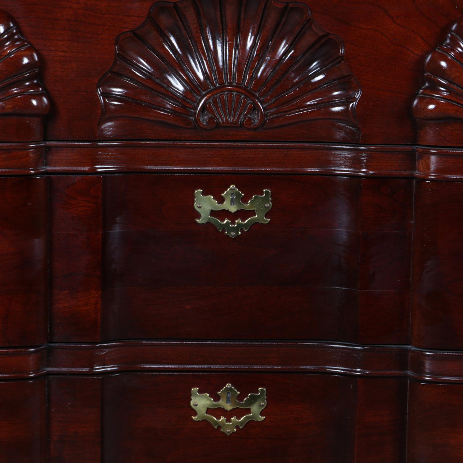 Chippendale Style Block Front Carved Mahogany Dresser by Lineage, circa 1940 2