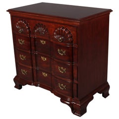 Vintage Chippendale Style Block Front Carved Mahogany Dresser by Lineage, circa 1940