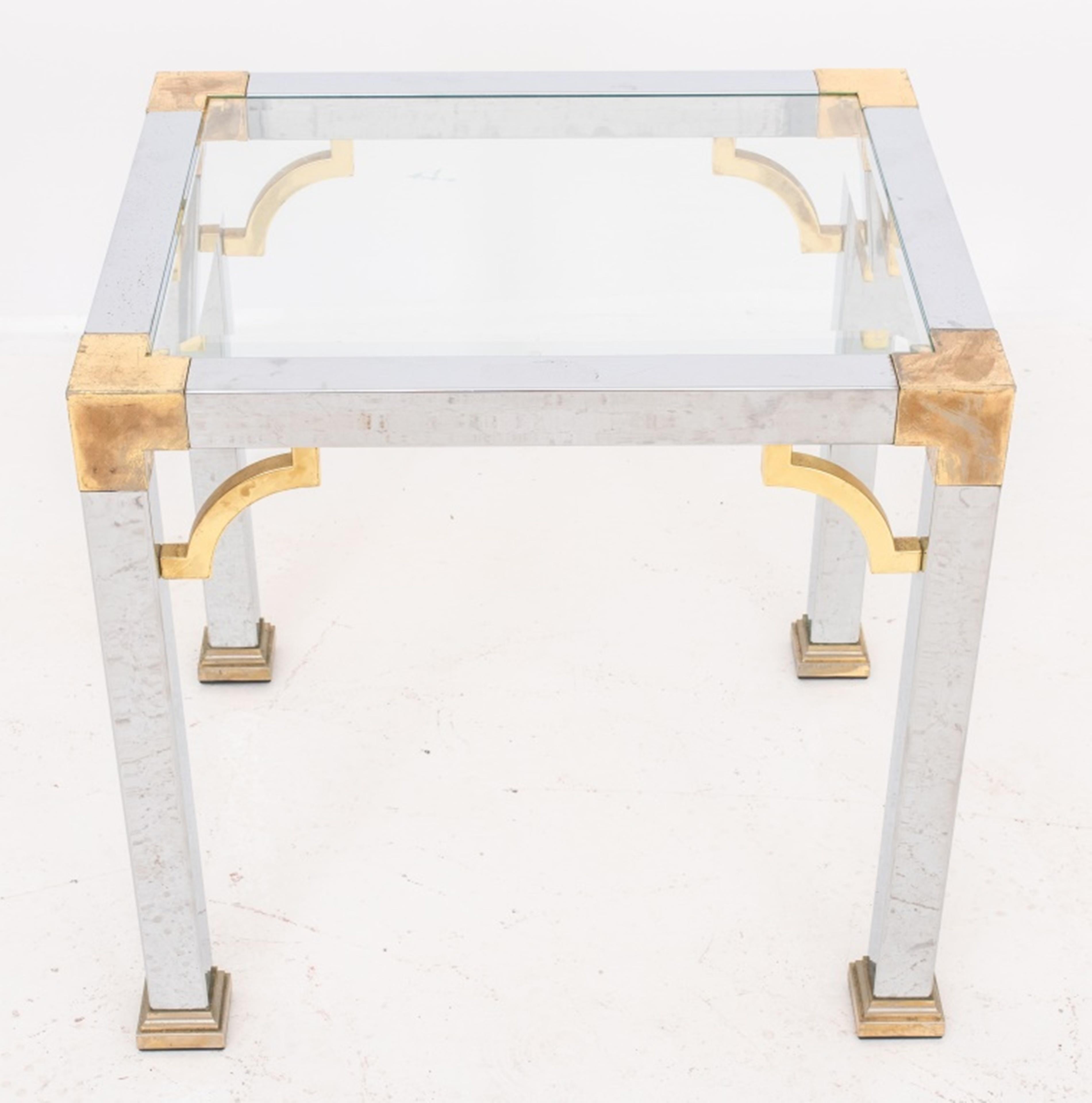 Unknown Chippendale Style Brass & Chrome Side Table For Sale