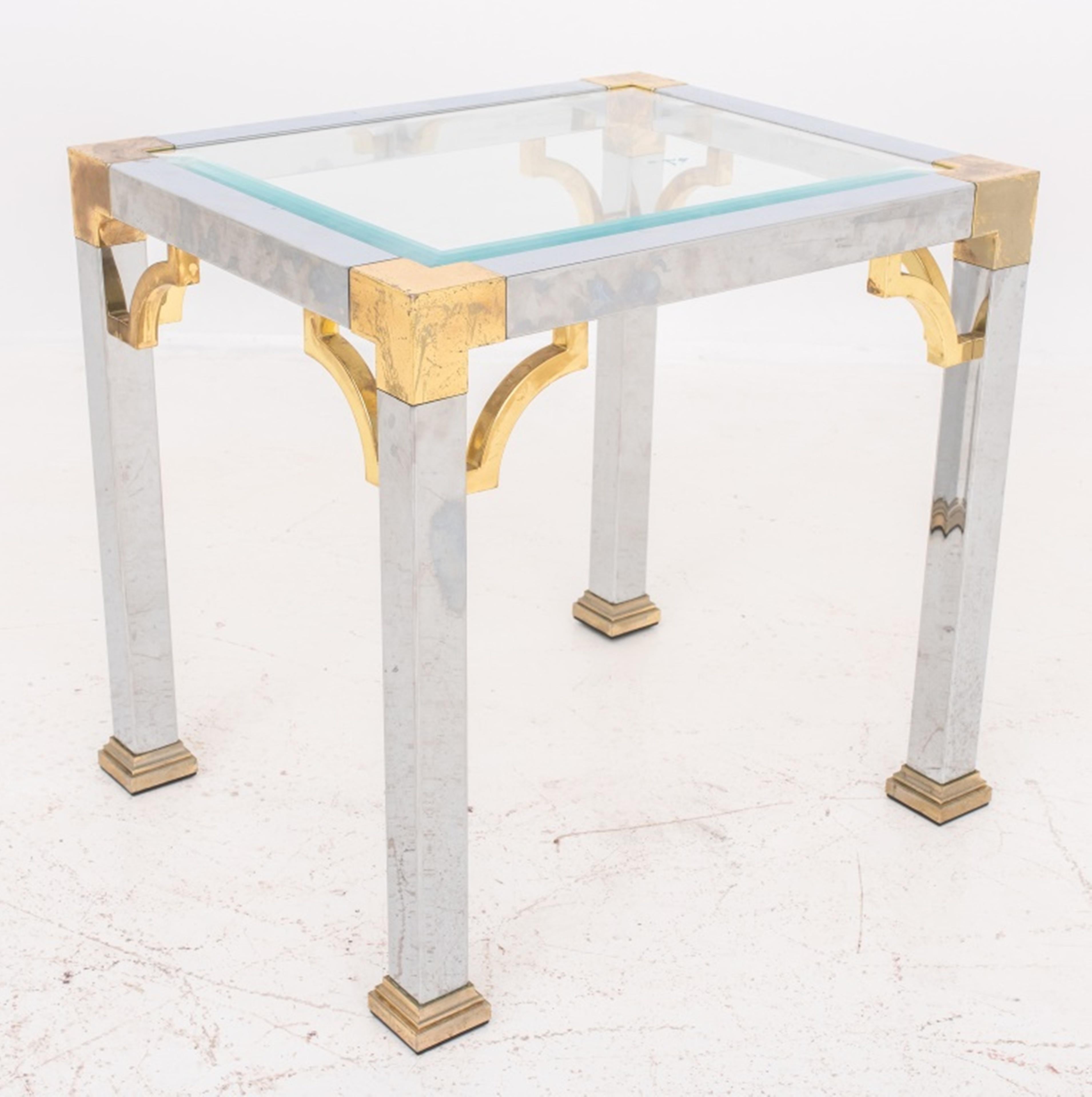 Chippendale Style Brass & Chrome Side Table In Good Condition For Sale In New York, NY