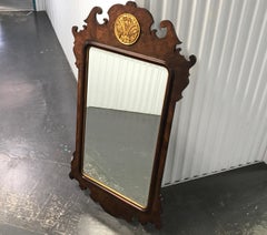 Chippendale Style Burlwood Wall Mirror with Gilded Medallion, 20th C.