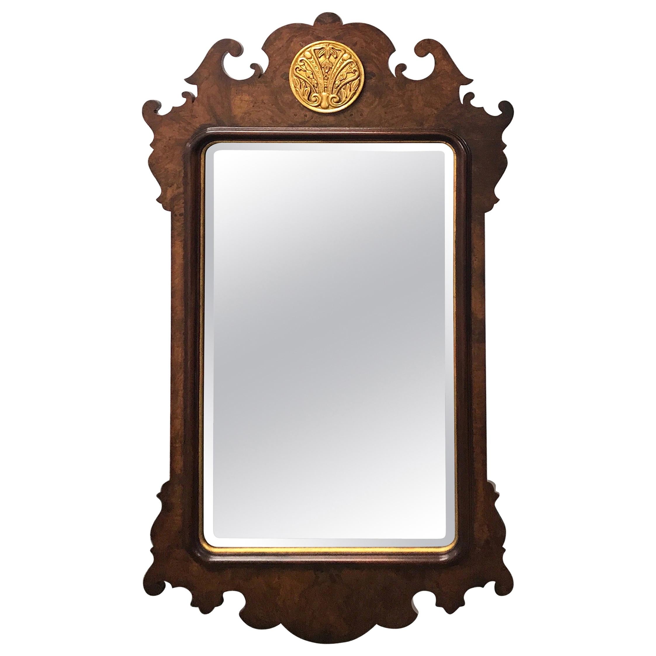 Chippendale Style Burlwood Mirror For Sale