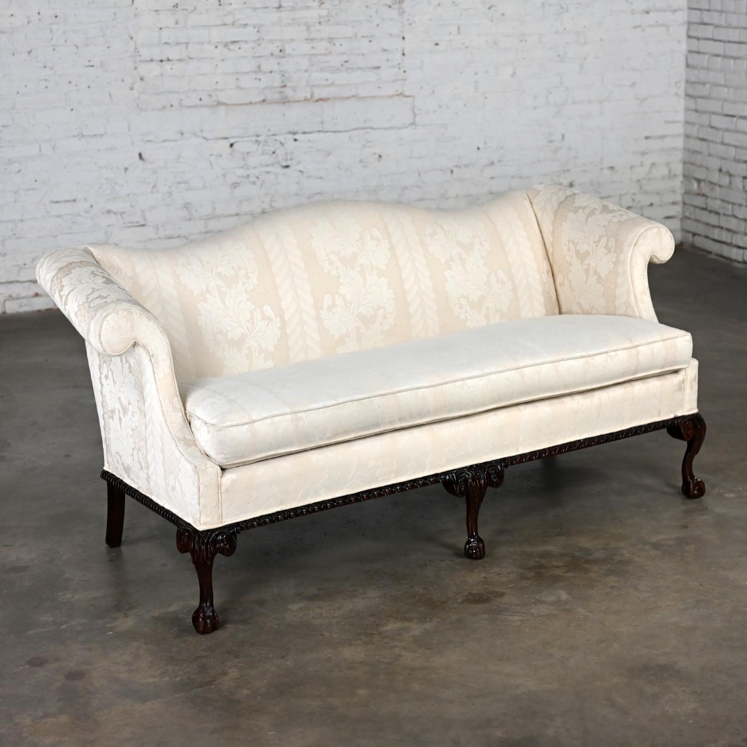 Chippendale Style Camelback Settee Sofa with Cabriole Legs & Ball & Claw Feet 4