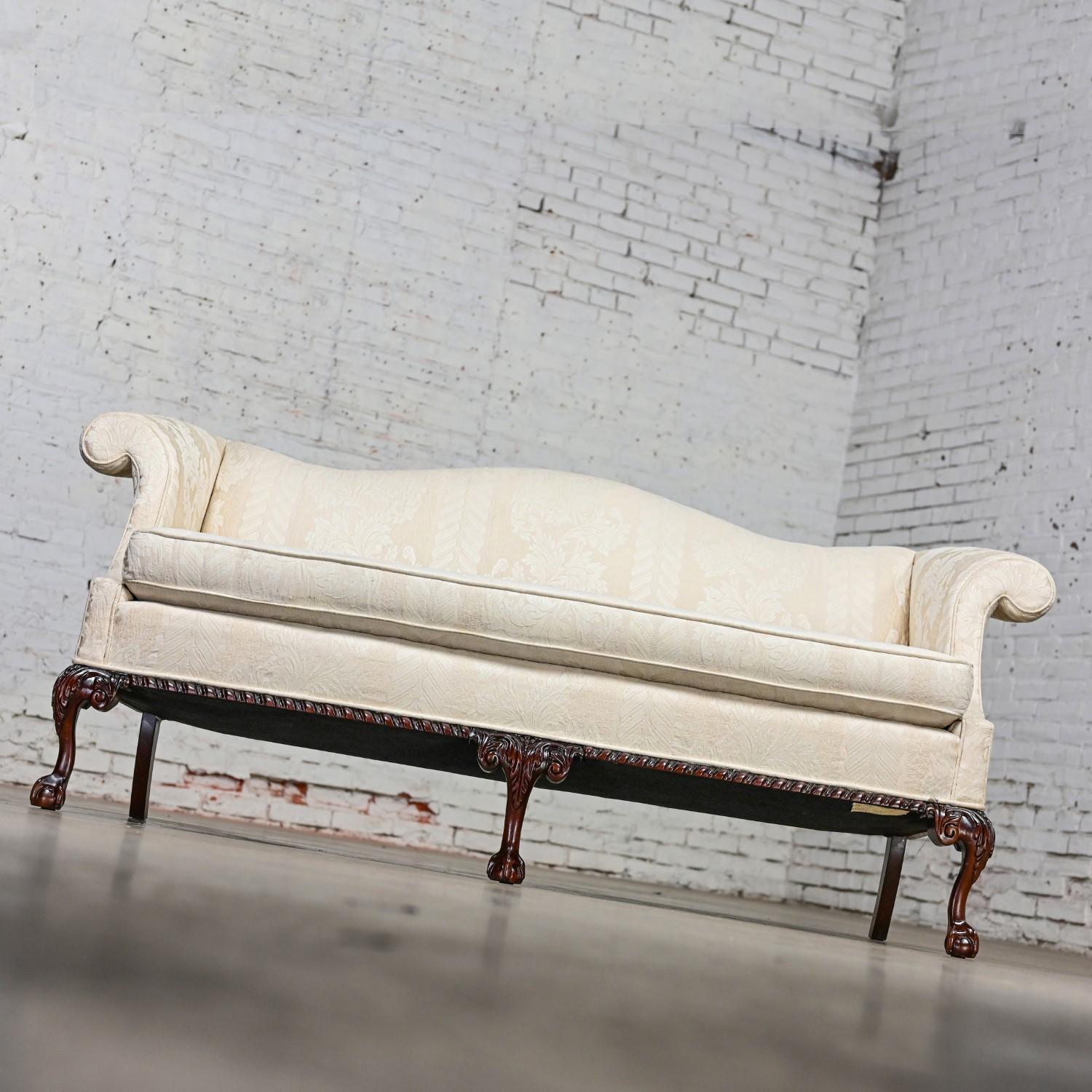 Chippendale Style Camelback Settee Sofa with Cabriole Legs & Ball & Claw Feet 7