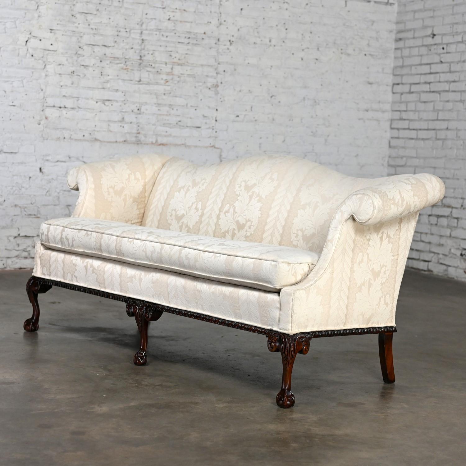 Chippendale Style Camelback Settee Sofa with Cabriole Legs & Ball & Claw Feet 8