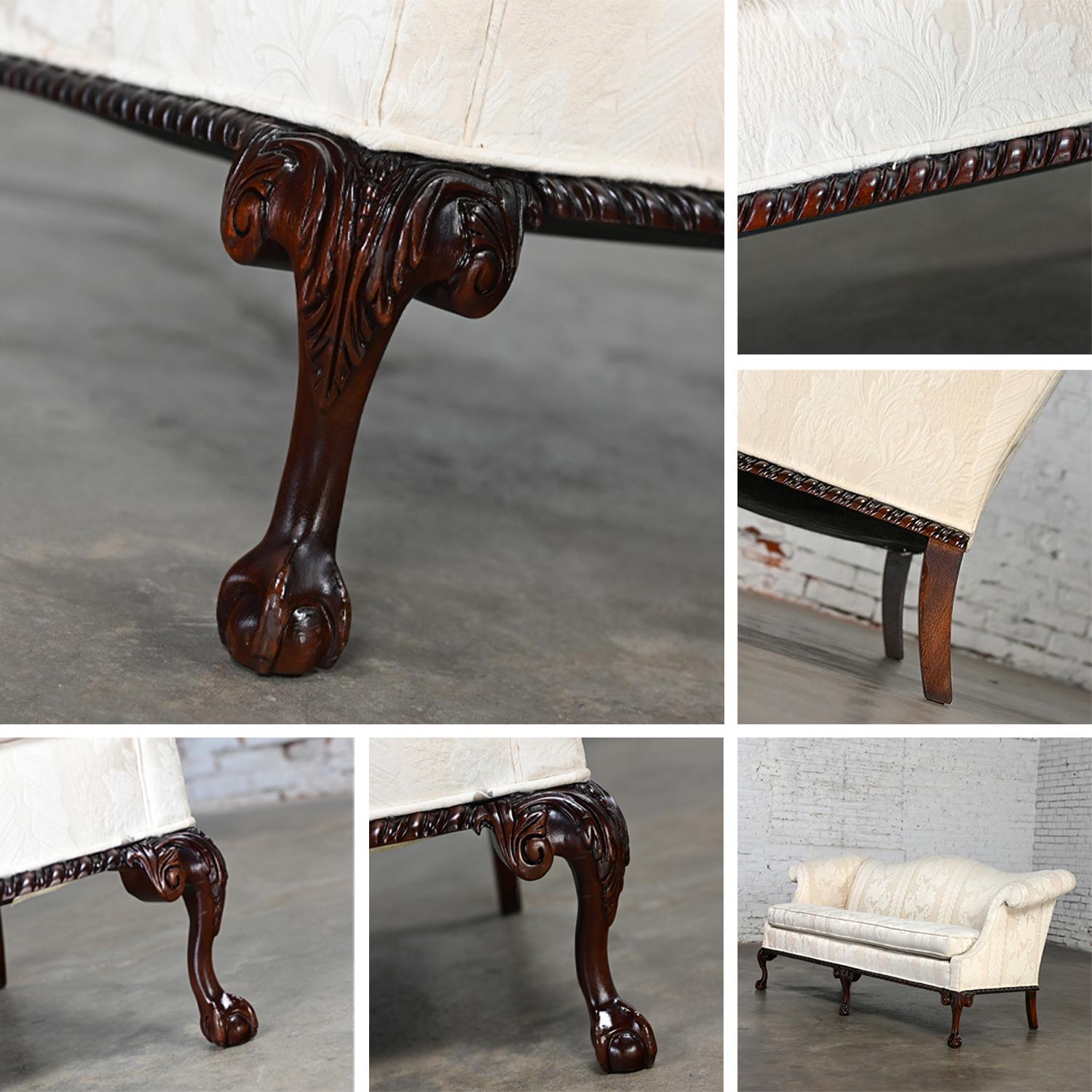 Chippendale Style Camelback Settee Sofa with Cabriole Legs & Ball & Claw Feet 10