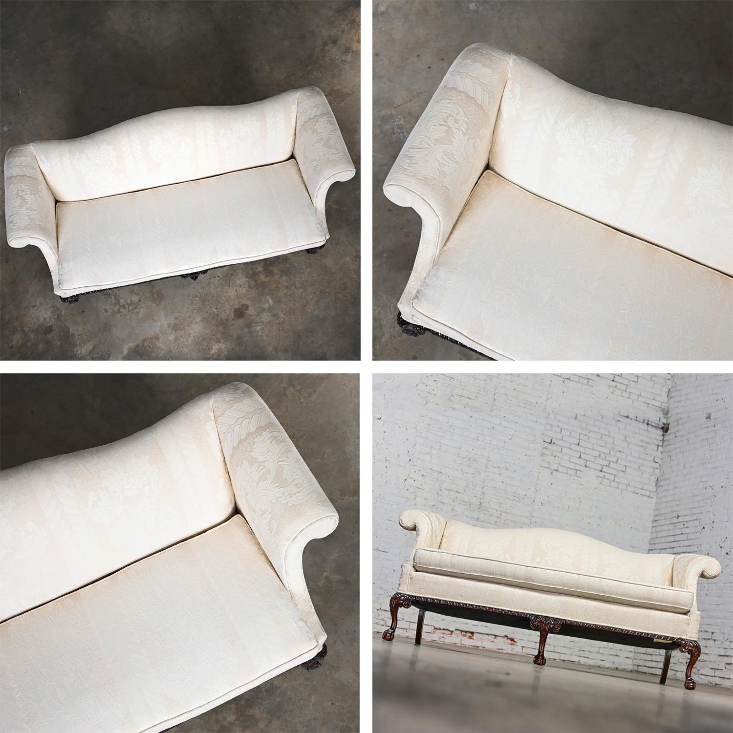 Chippendale Style Camelback Settee Sofa with Cabriole Legs & Ball & Claw Feet 11