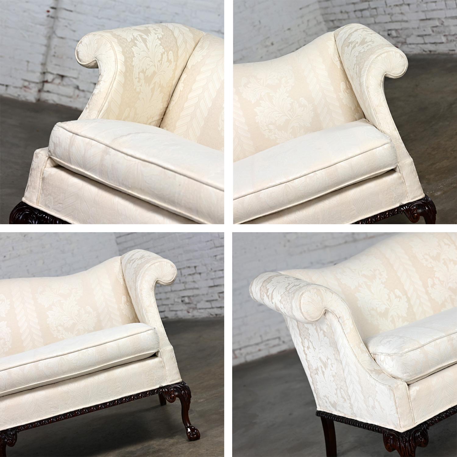 Chippendale Style Camelback Settee Sofa with Cabriole Legs & Ball & Claw Feet 12