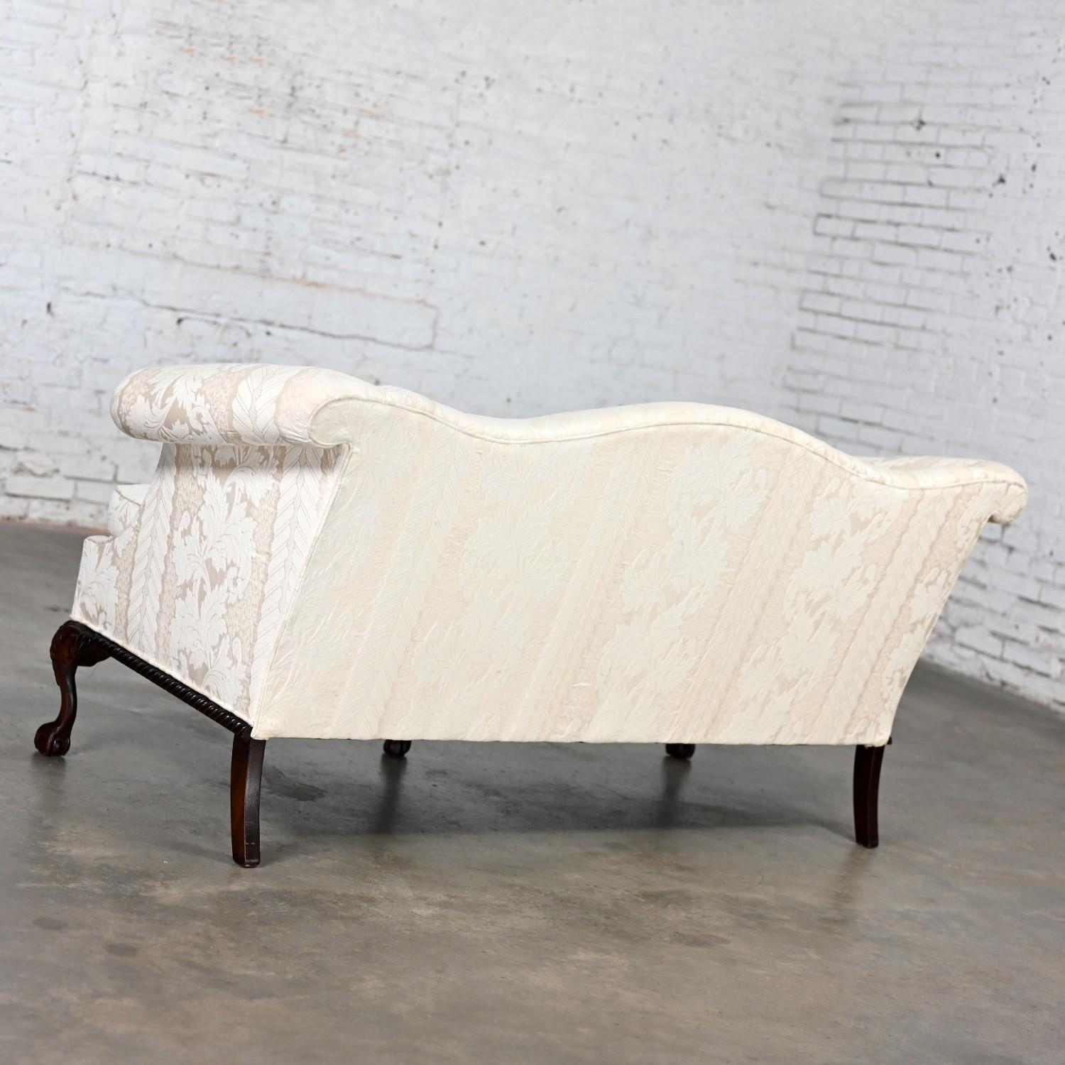 Chippendale Style Camelback Settee Sofa with Cabriole Legs & Ball & Claw Feet 1