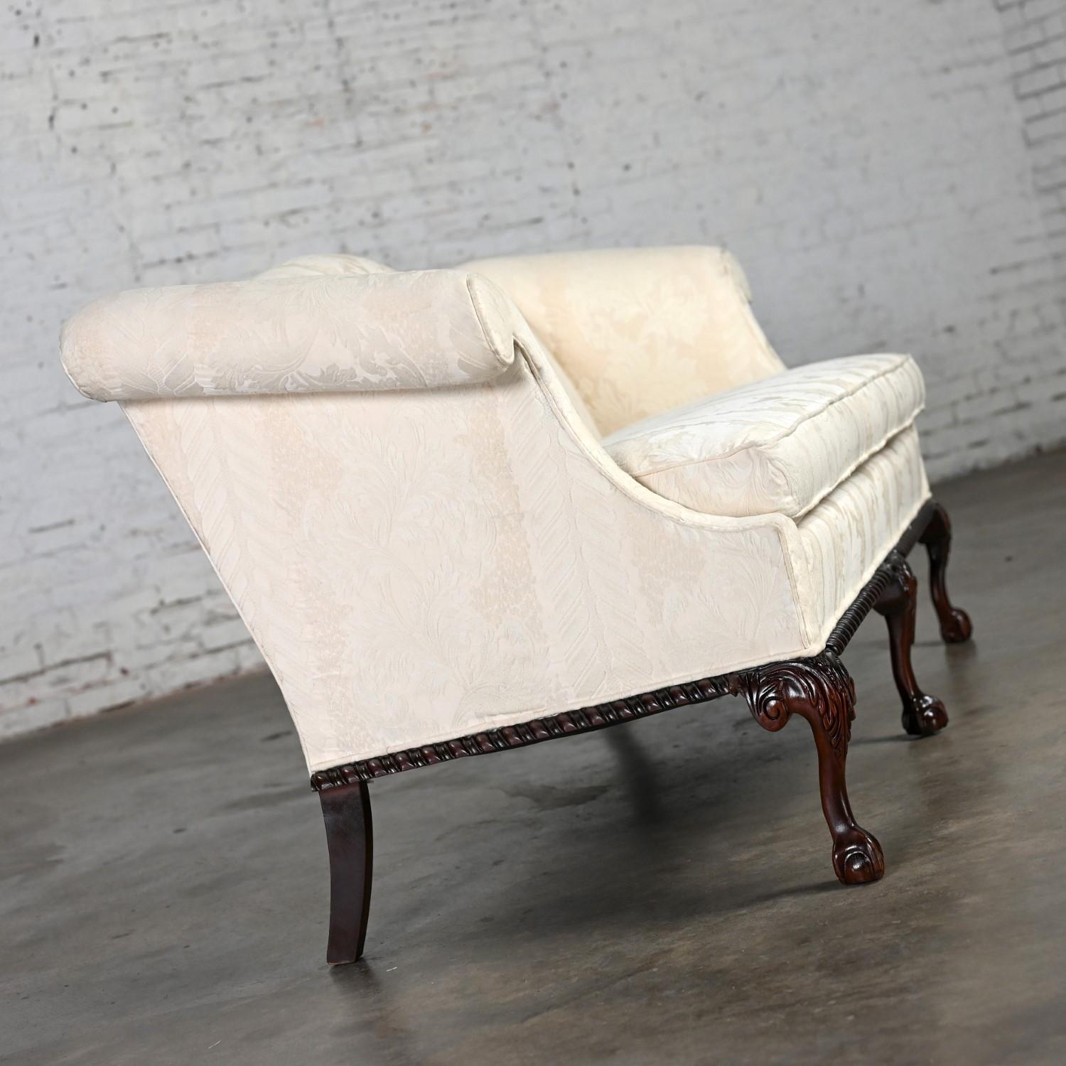 Chippendale Style Camelback Settee Sofa with Cabriole Legs & Ball & Claw Feet 3