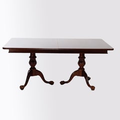 Chippendale Style Carved & Banded Mahogany Dining Table with Two Leaves, 20th C