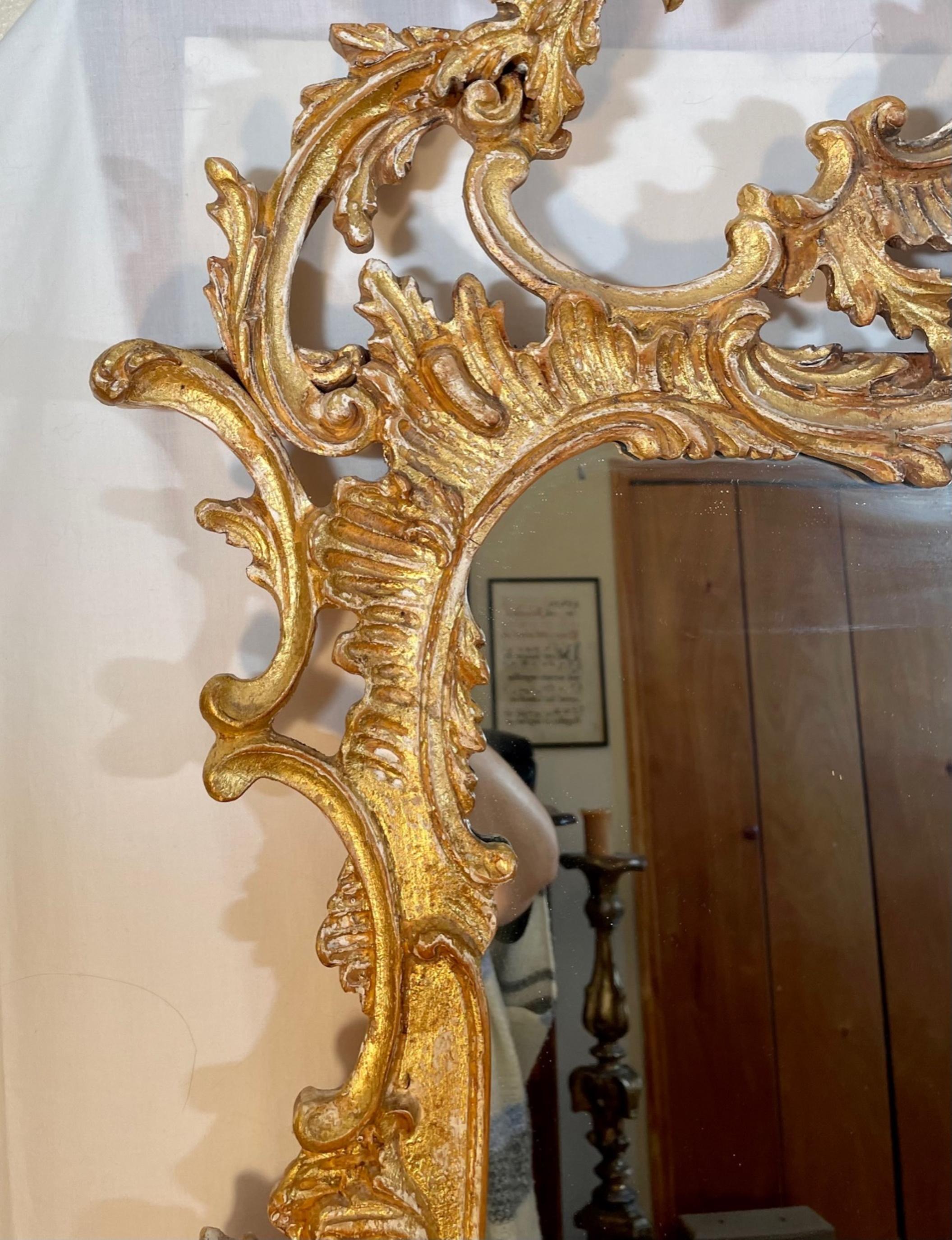 20th Century Chippendale Style Carved Chinoiserie Giltwood Mirror