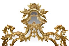 Espejo de pared de madera tallada y dorada, estilo Chippendale, circa 1860