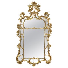 Chippendale style carved gilt wood pier glass wall mirror, circa 1860