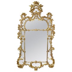 Espejo de pared de madera tallada y dorada, estilo Chippendale, circa 1860