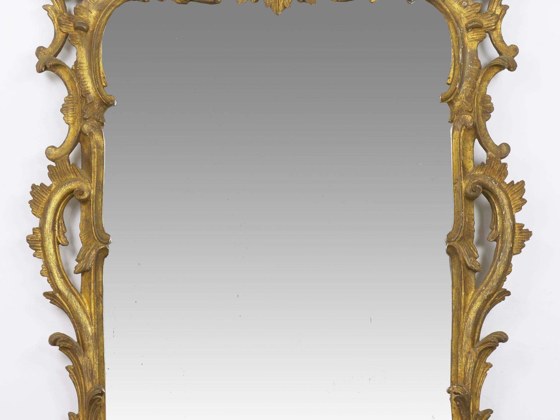 Chippendale Style Carved Giltwood Antique Pier Mirror, 19th Century In Good Condition In Shippensburg, PA
