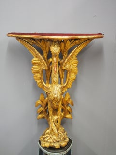 Chippendale Style Carved Giltwood Heron Side Table