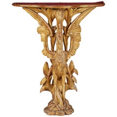 Chippendale Style Carved Giltwood Heron Side Table