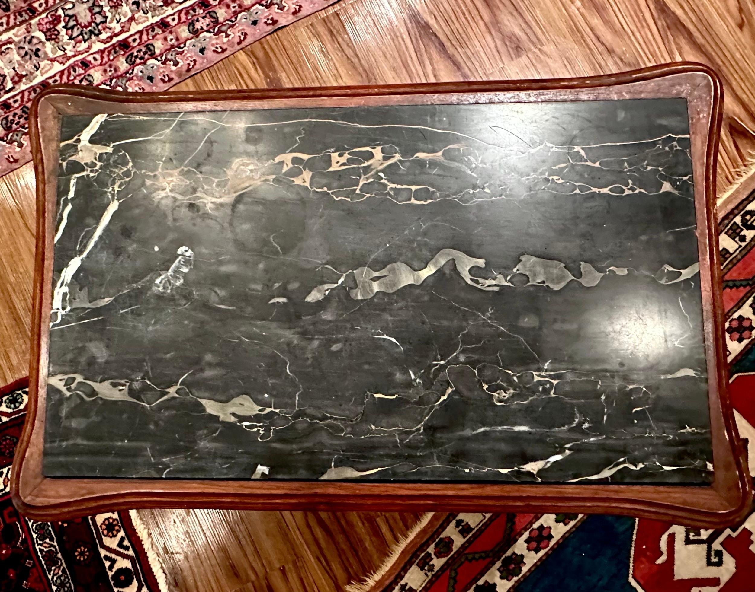 Chippendale Style Carved Mahogany and Marble Top Coffee Table For Sale 5