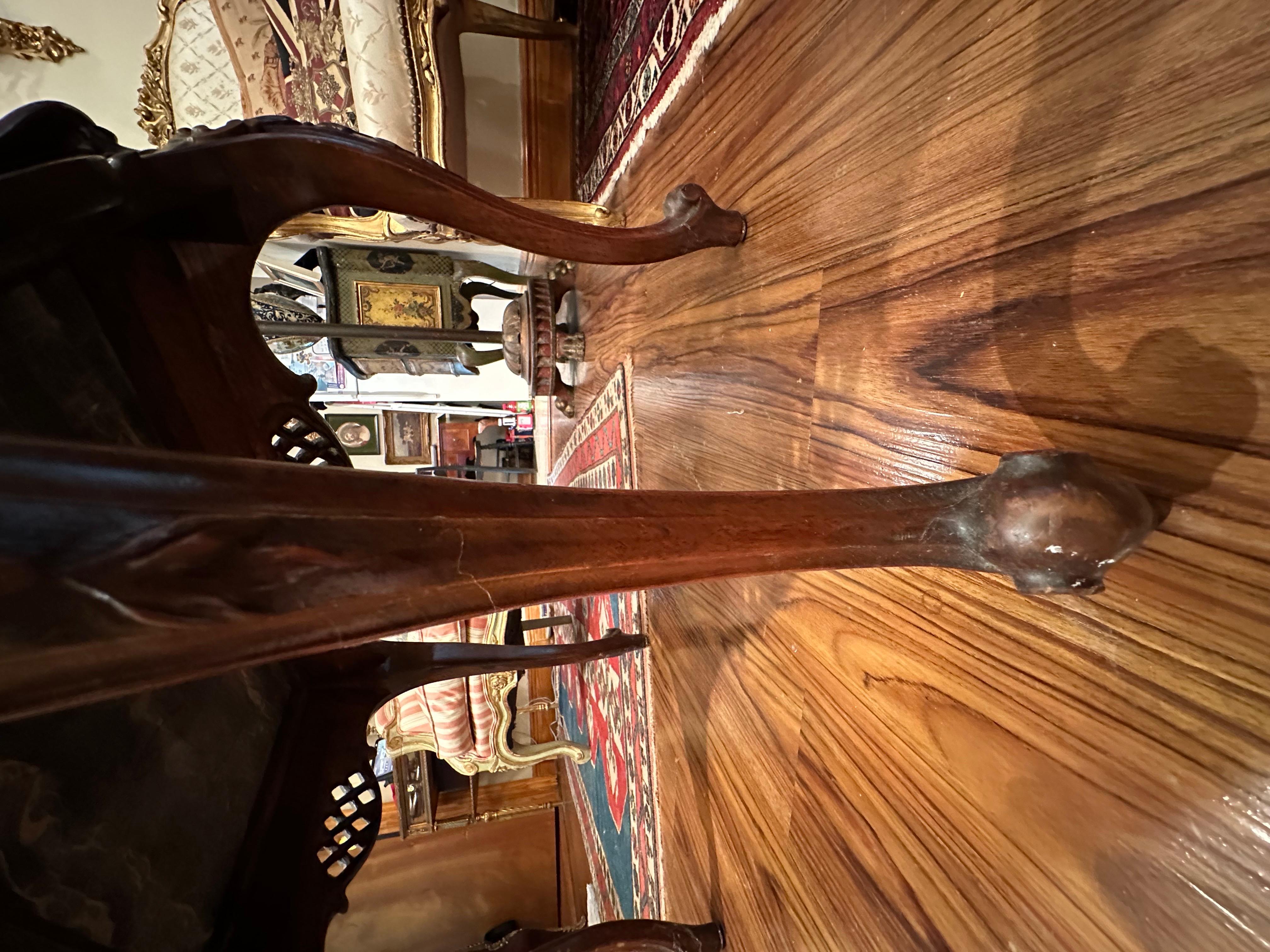 Chippendale Style Carved Mahogany and Marble Top Coffee Table For Sale 2