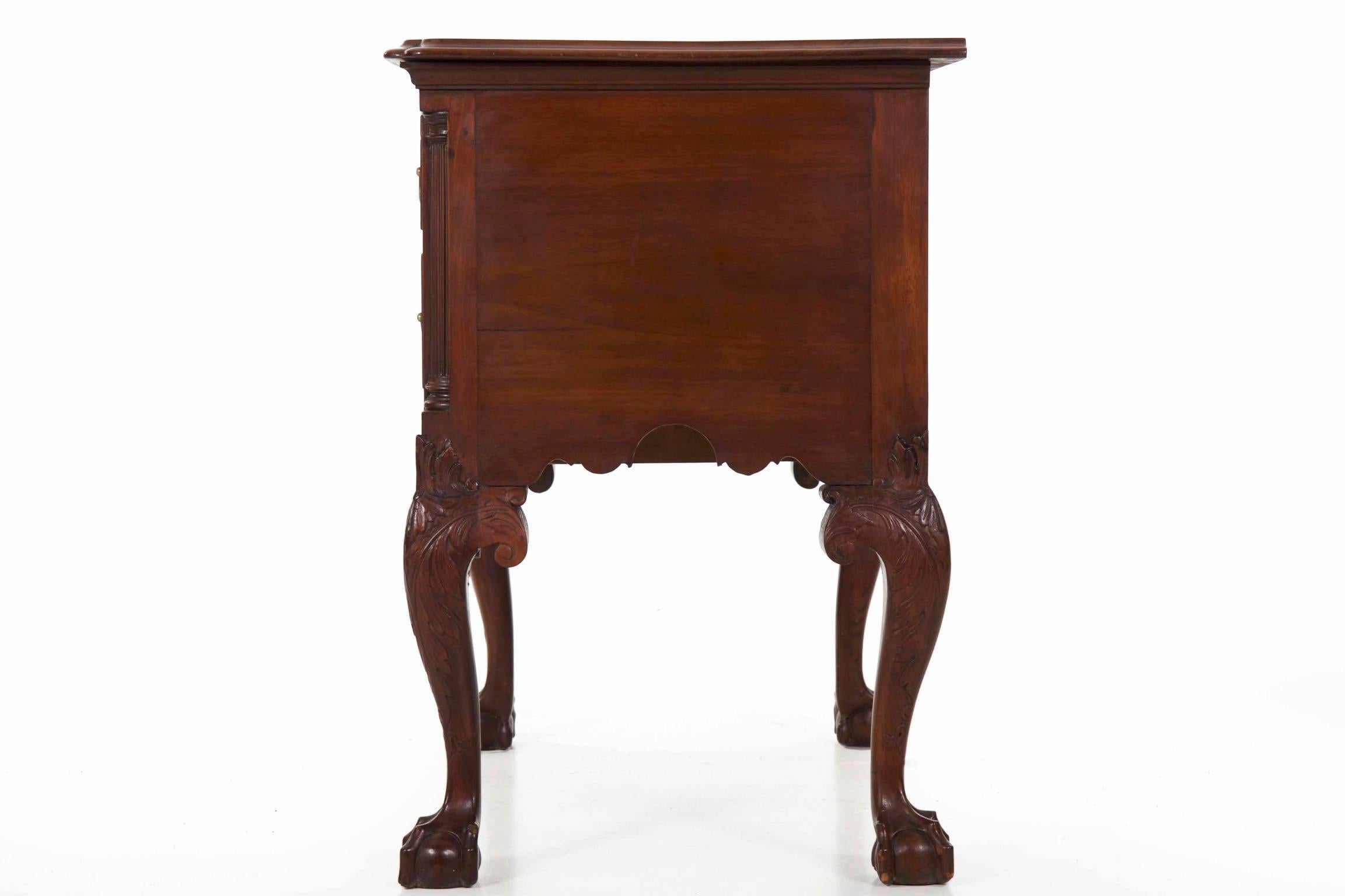 Chippendale Style Carved Mahogany Antique Lowboy Chest of Drawers, 20th Century 4