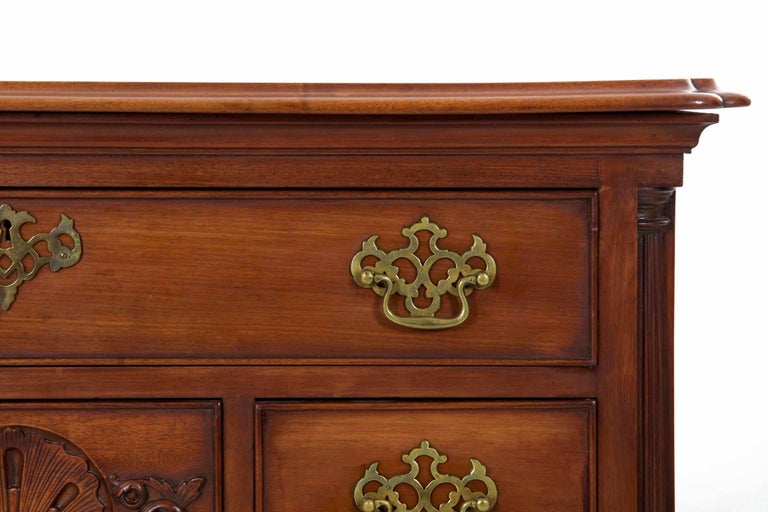 Chippendale Style Carved Mahogany Antique Lowboy Chest Of Drawers