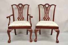 Chippendale Style Carved Mahogany Ball and Claw Dining Room Chairs - Set of 8