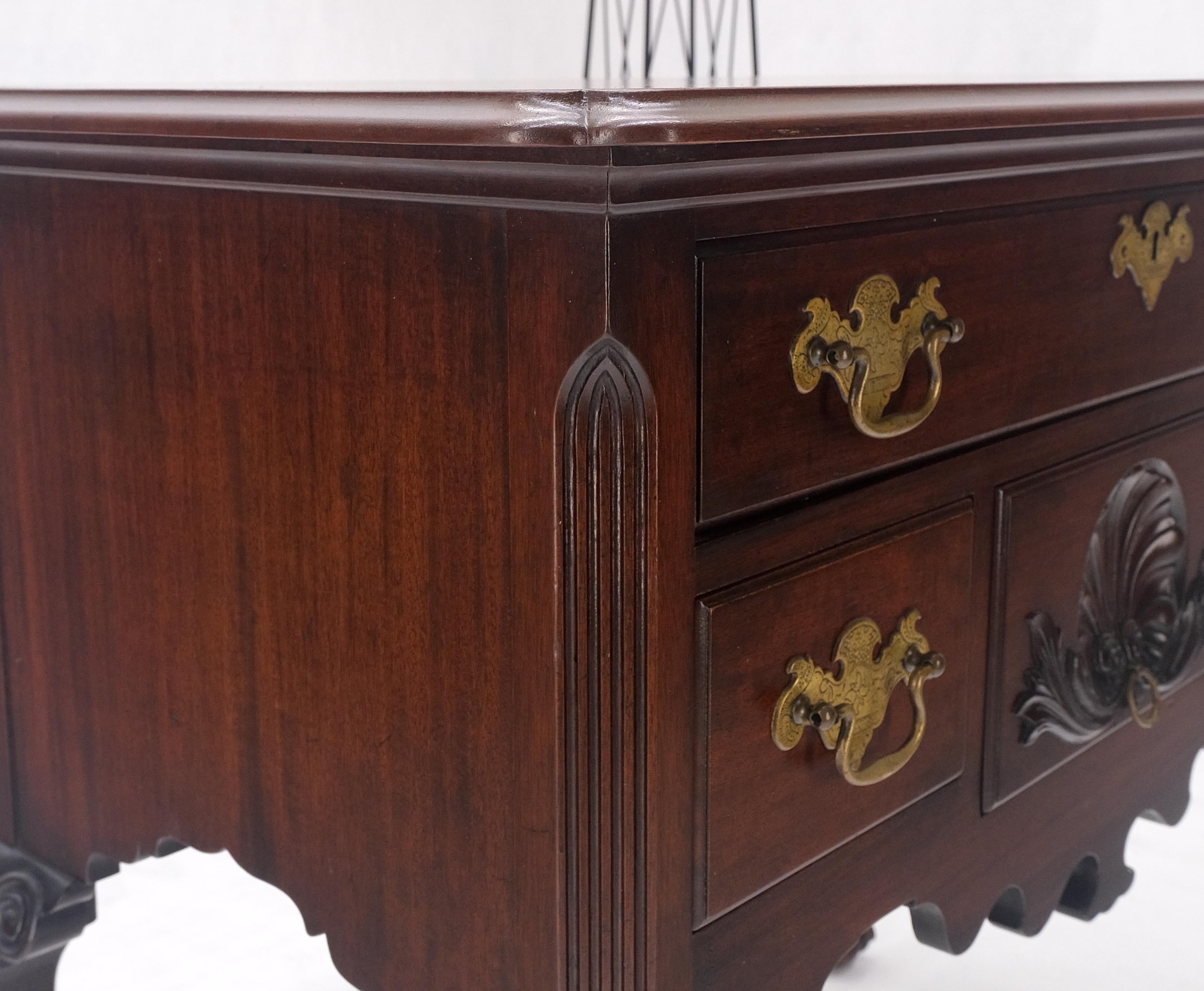 Chippendale Style Carved Mahogany Ball & Claw 4 Drawer Low Boy Dresser CLEAN! For Sale 3
