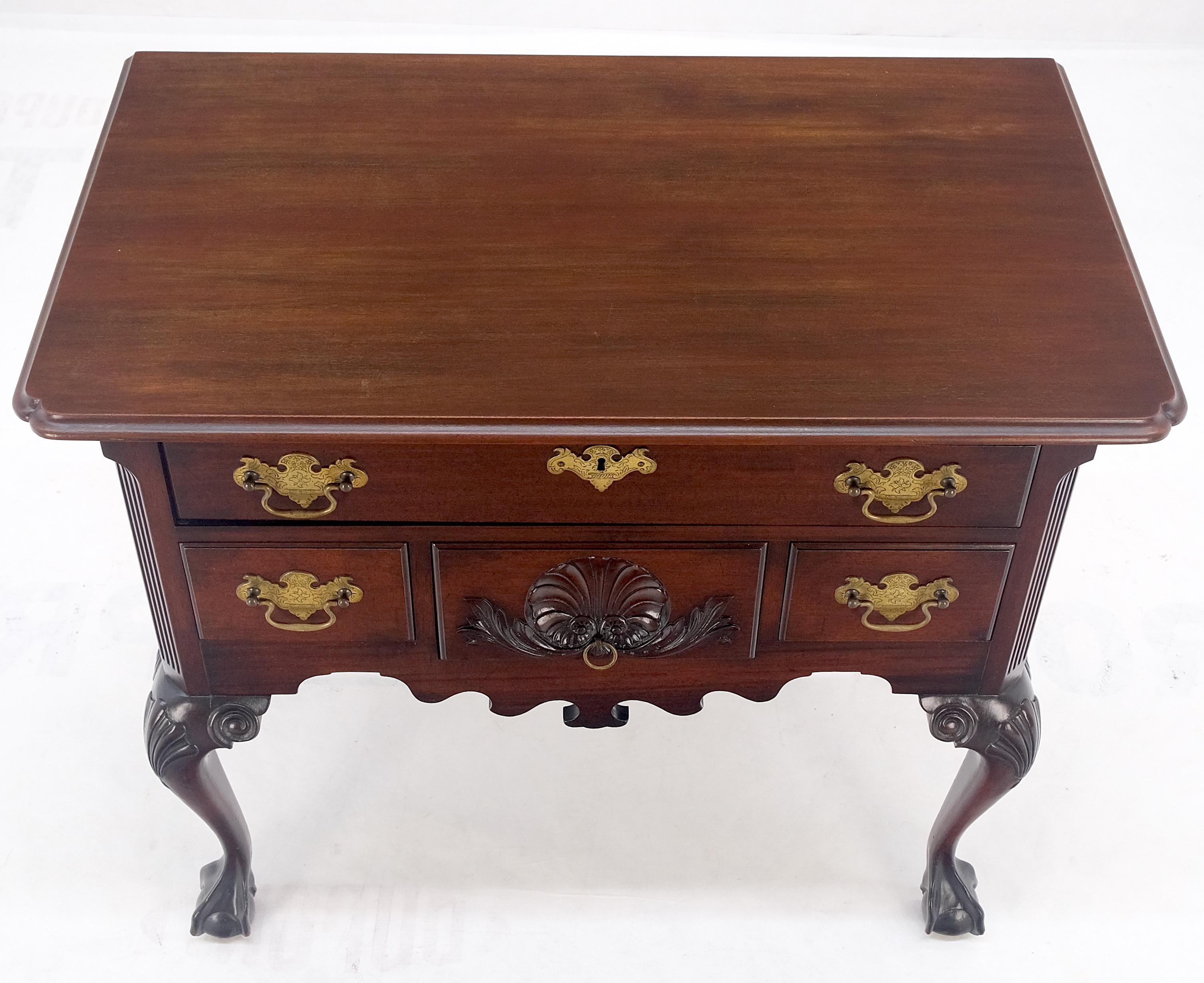 Lacquered Chippendale Style Carved Mahogany Ball & Claw 4 Drawer Low Boy Dresser CLEAN! For Sale
