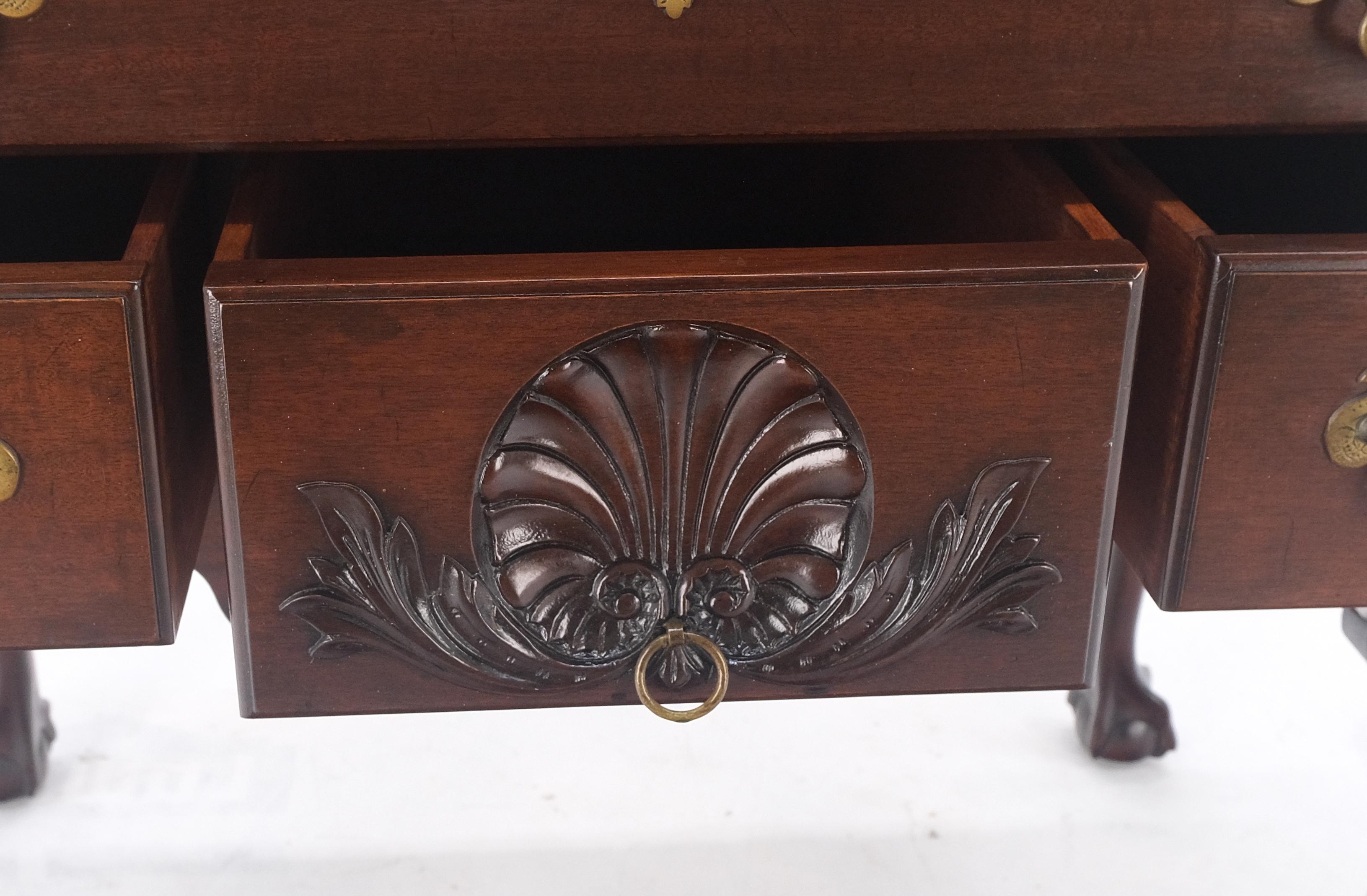 Chippendale Style Carved Mahogany Ball & Claw 4 Drawer Low Boy Dresser CLEAN! For Sale 1