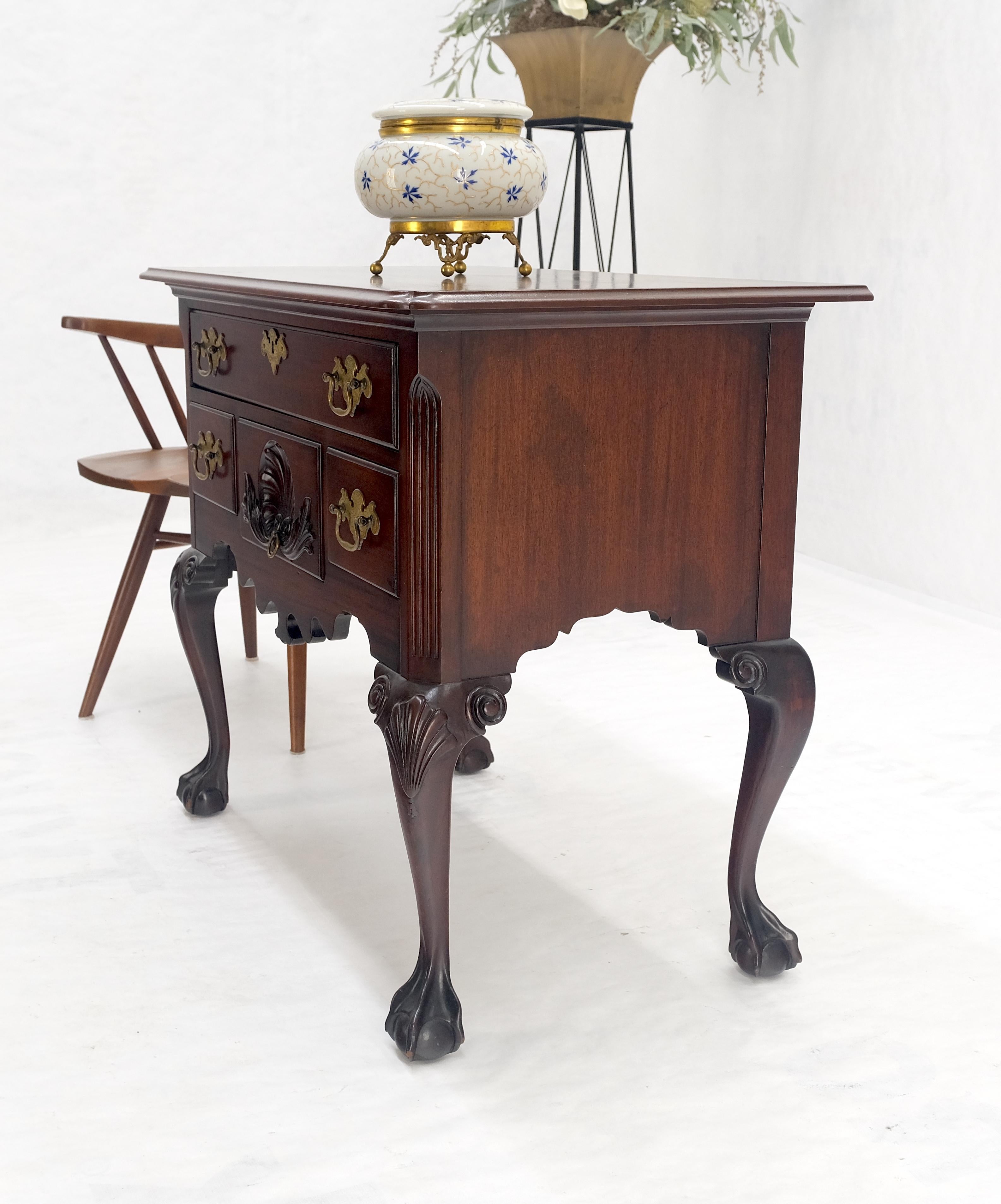 Chippendale Style Carved Mahogany Ball & Claw 4 Drawer Low Boy Dresser CLEAN! For Sale 2