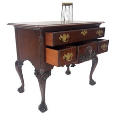 Chippendale Style Carved Mahogany Ball & Claw 4 Drawer Low Boy Dresser CLEAN!