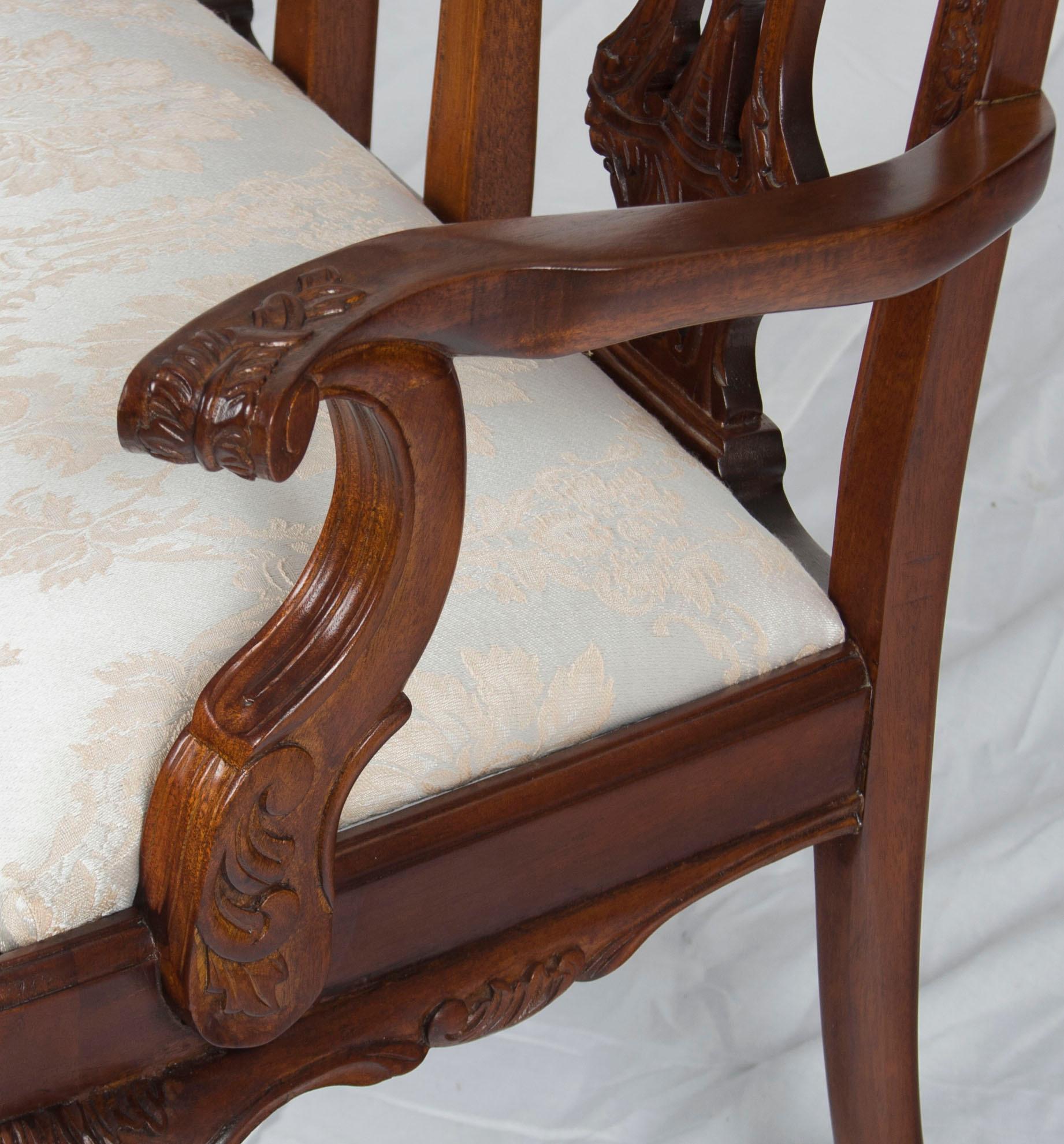 Chippendale Style Carved Mahogany Child's Size Bench For Sale 1